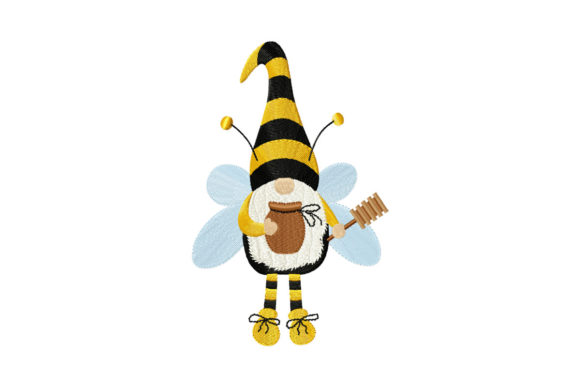 Cute Gnome Bee with Honey Pot